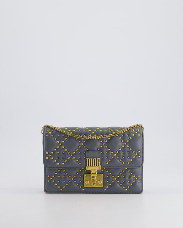 Christian Dior Grey/Blue Dioraddict Studded Flap Bag with Gold Hardware