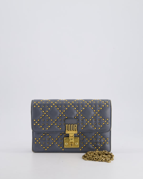 Christian Dior Grey/Blue Dioraddict Studded Flap Bag with Gold Hardware