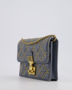 Christian Dior Grey/Blue Dioraddict Studded Flap Bag with Gold Hardware