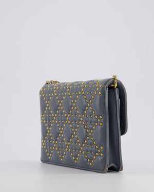 Christian Dior Grey/Blue Dioraddict Studded Flap Bag with Gold Hardware