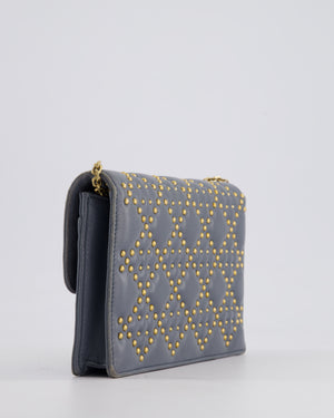 Christian Dior Grey/Blue Dioraddict Studded Flap Bag with Gold Hardware