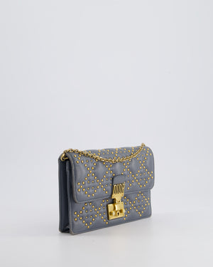 Christian Dior Grey/Blue Dioraddict Studded Flap Bag with Gold Hardware