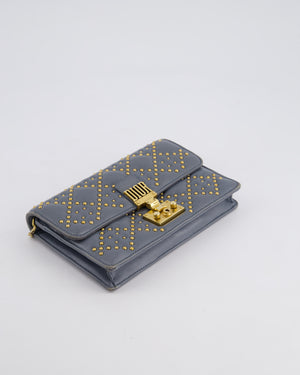 Christian Dior Grey/Blue Dioraddict Studded Flap Bag with Gold Hardware