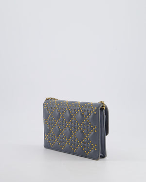 Christian Dior Grey/Blue Dioraddict Studded Flap Bag with Gold Hardware