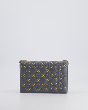 Christian Dior Grey/Blue Dioraddict Studded Flap Bag with Gold Hardware