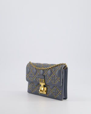 Christian Dior Grey/Blue Dioraddict Studded Flap Bag with Gold Hardware