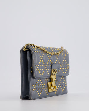 Christian Dior Grey/Blue Dioraddict Studded Flap Bag with Gold Hardware