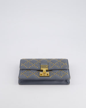 Christian Dior Grey/Blue Dioraddict Studded Flap Bag with Gold Hardware