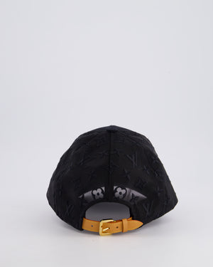 Louis Vuitton Black Monogram Mesh Baseball Cap with Leather Buckle Detail Size M