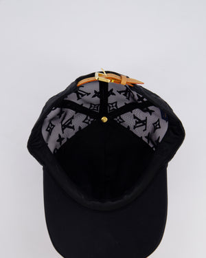 Louis Vuitton Black Monogram Mesh Baseball Cap with Leather Buckle Detail Size M