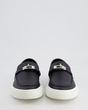 Hermès Black Game Slip-On Sneakers with Palladium Kelly Buckle Details Size EU 38 RRP £990