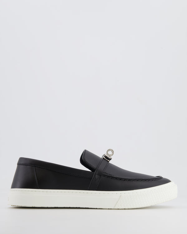 Hermès Black Game Slip-On Sneakers with Palladium Kelly Buckle Details Size EU 38 RRP £990