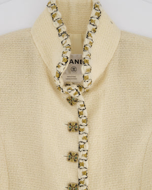 Chanel 12C Cream Tweed Jacket with Gold CC Button Details Size FR 38 (UK 10)