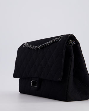 *FIRE PRICE* Chanel Black Large 2.55 Classic Double Flap Bag in Fabric with So Black Hardware