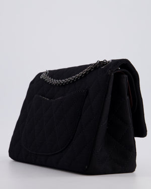 *FIRE PRICE* Chanel Black Large 2.55 Classic Double Flap Bag in Fabric with So Black Hardware