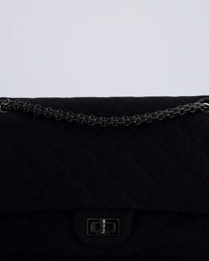 *FIRE PRICE* Chanel Black Large 2.55 Classic Double Flap Bag in Fabric with So Black Hardware