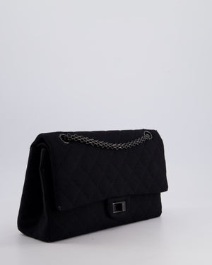 *FIRE PRICE* Chanel Black Large 2.55 Classic Double Flap Bag in Fabric with So Black Hardware