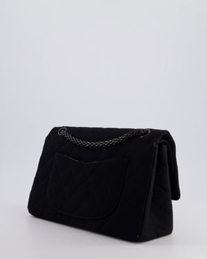 *FIRE PRICE* Chanel Black Large 2.55 Classic Double Flap Bag in Fabric with So Black Hardware