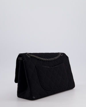 *FIRE PRICE* Chanel Black Large 2.55 Classic Double Flap Bag in Fabric with So Black Hardware