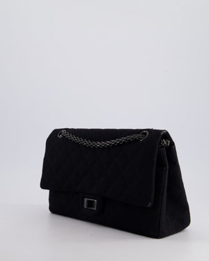 *FIRE PRICE* Chanel Black Large 2.55 Classic Double Flap Bag in Fabric with So Black Hardware