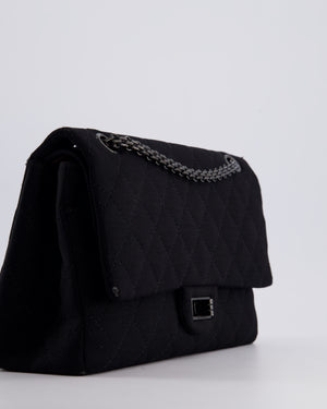 *FIRE PRICE* Chanel Black Large 2.55 Classic Double Flap Bag in Fabric with So Black Hardware