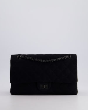 *FIRE PRICE* Chanel Black Large 2.55 Classic Double Flap Bag in Fabric with So Black Hardware