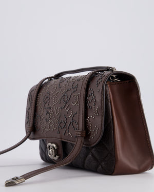 *HOT* Chanel Brown Paris/Dallas Studded Buckle Single Flap Bag in Calfskin Leather with Ruthenium Hardware