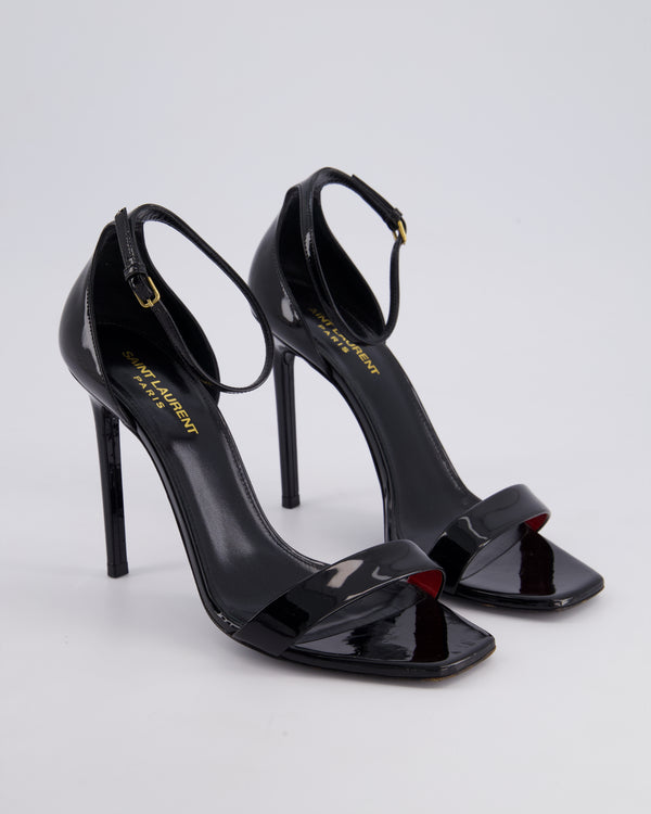 Saint Laurent Patent Black High Heel Simple Strap Size EU 40