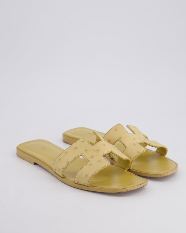 Hermès in Beige Crin Ostrich Leather Oran Sandals Size 40