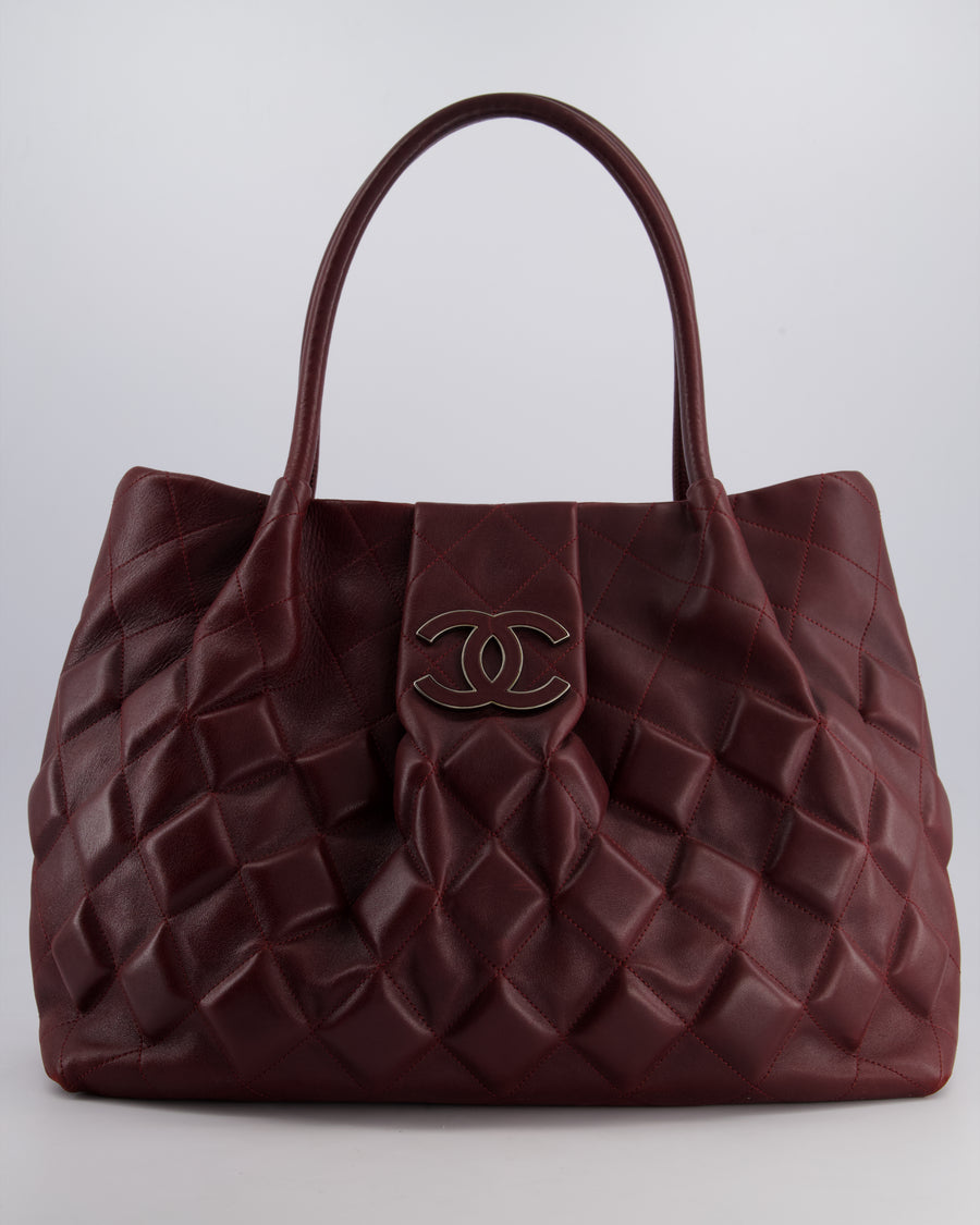 Chanel Burgundy Sloane Square Tote Bag in Lambskin with Ruthenium Hardware