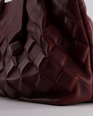 Chanel Burgundy Sloane Square Tote Bag in Lambskin with Ruthenium Hardware