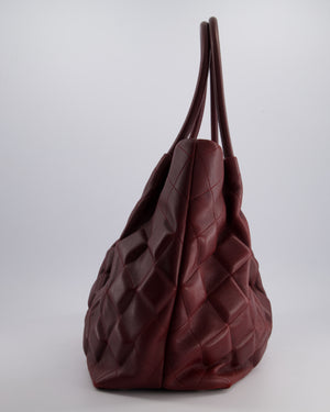 Chanel Burgundy Sloane Square Tote Bag in Lambskin with Ruthenium Hardware