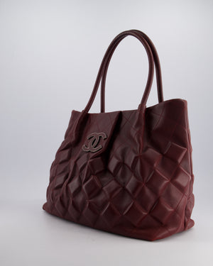 Chanel Burgundy Sloane Square Tote Bag in Lambskin with Ruthenium Hardware