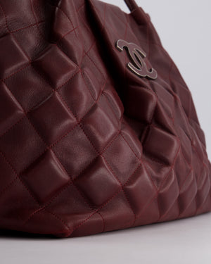 Chanel Burgundy Sloane Square Tote Bag in Lambskin with Ruthenium Hardware