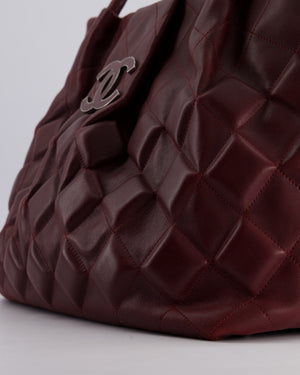 Chanel Burgundy Sloane Square Tote Bag in Lambskin with Ruthenium Hardware