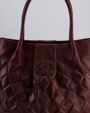 Chanel Burgundy Sloane Square Tote Bag in Lambskin with Ruthenium Hardware