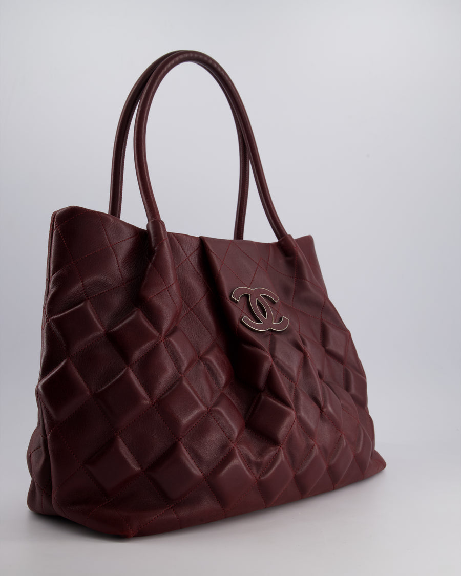 Chanel Burgundy Sloane Square Tote Bag in Lambskin with Ruthenium Hardware