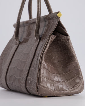 *HOT* Loro Piana Puddle Grey Loom 25 Bag in Alligator Leather with Gold Hardware RRP £25,500