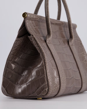 *HOT* Loro Piana Puddle Grey Loom 25 Bag in Alligator Leather with Gold Hardware RRP £25,500