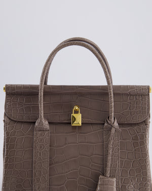 *HOT* Loro Piana Puddle Grey Loom 25 Bag in Alligator Leather with Gold Hardware RRP £25,500