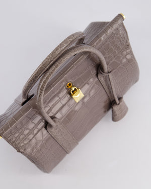 *HOT* Loro Piana Puddle Grey Loom 25 Bag in Alligator Leather with Gold Hardware RRP £25,500