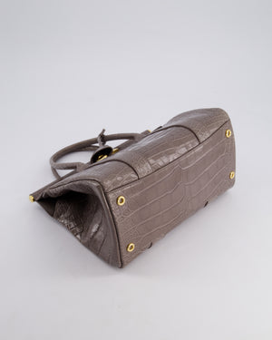 *HOT* Loro Piana Puddle Grey Loom 25 Bag in Alligator Leather with Gold Hardware RRP £25,500