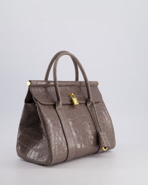 *HOT* Loro Piana Puddle Grey Loom 25 Bag in Alligator Leather with Gold Hardware RRP £25,500