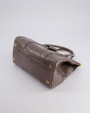 *HOT* Loro Piana Puddle Grey Loom 25 Bag in Alligator Leather with Gold Hardware RRP £25,500