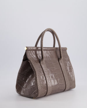 *HOT* Loro Piana Puddle Grey Loom 25 Bag in Alligator Leather with Gold Hardware RRP £25,500