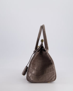 *HOT* Loro Piana Puddle Grey Loom 25 Bag in Alligator Leather with Gold Hardware RRP £25,500