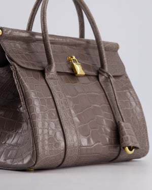 *HOT* Loro Piana Puddle Grey Loom 25 Bag in Alligator Leather with Gold Hardware RRP £25,500