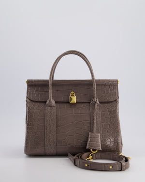 *HOT* Loro Piana Puddle Grey Loom 25 Bag in Alligator Leather with Gold Hardware RRP £25,500