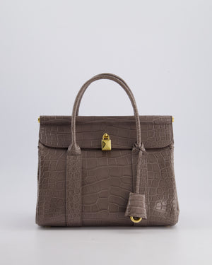 *HOT* Loro Piana Puddle Grey Loom 25 Bag in Alligator Leather with Gold Hardware RRP £25,500