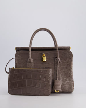 *HOT* Loro Piana Puddle Grey Loom 25 Bag in Alligator Leather with Gold Hardware RRP £25,500